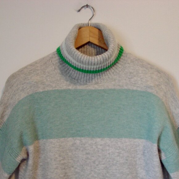 J. Crew Sweater Wool Alpaca Blend Turtleneck Sweater Gray Green Stripe Size XS - Picture 4 of 15
